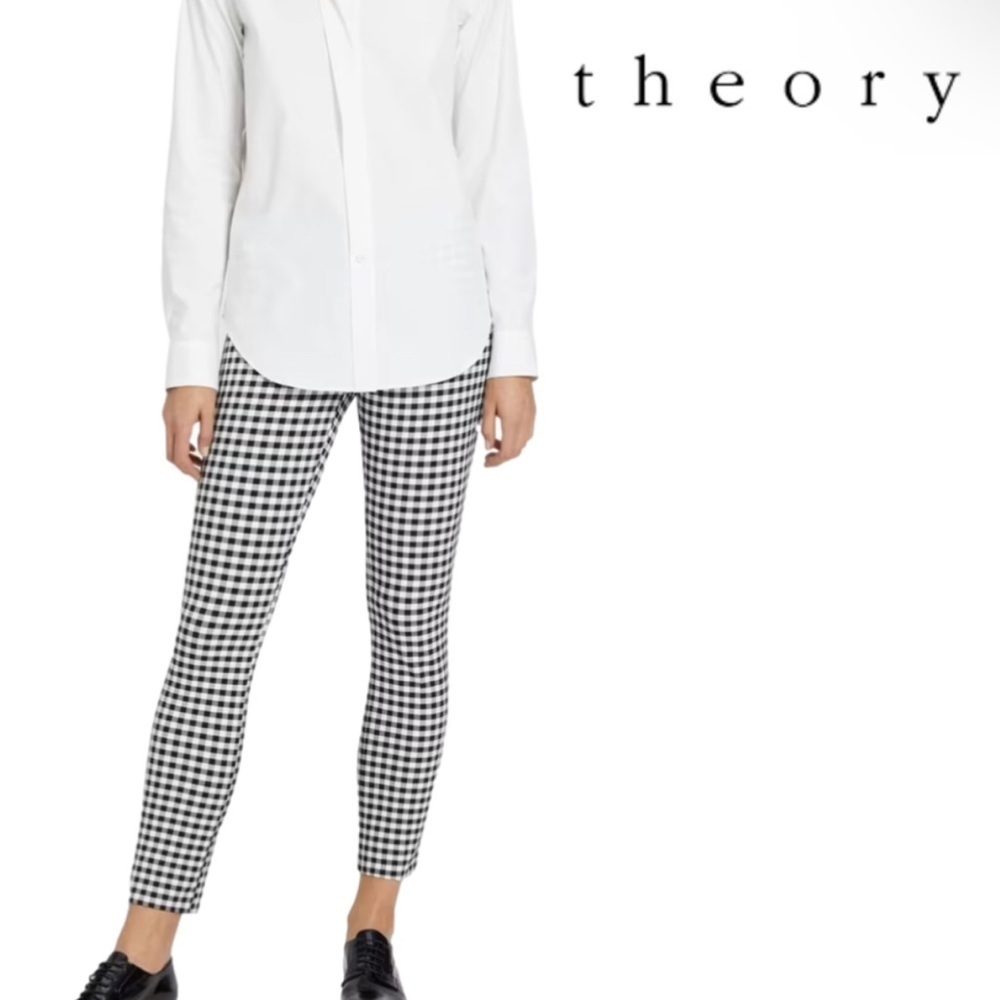 Theory Classic Skinny Pant In Gingham Stretch Viscose
